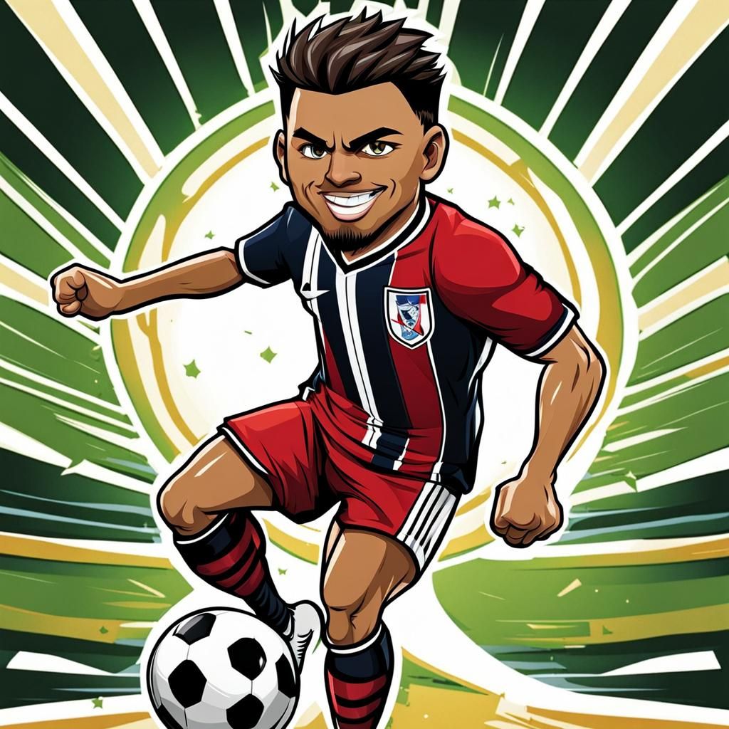 Soccer Player Caricature in Manga Chibi Style