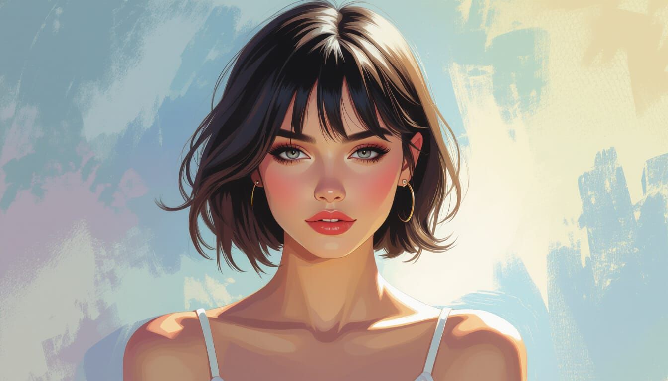 Sad Woman in Watercolor Style with Dynamic Lighting