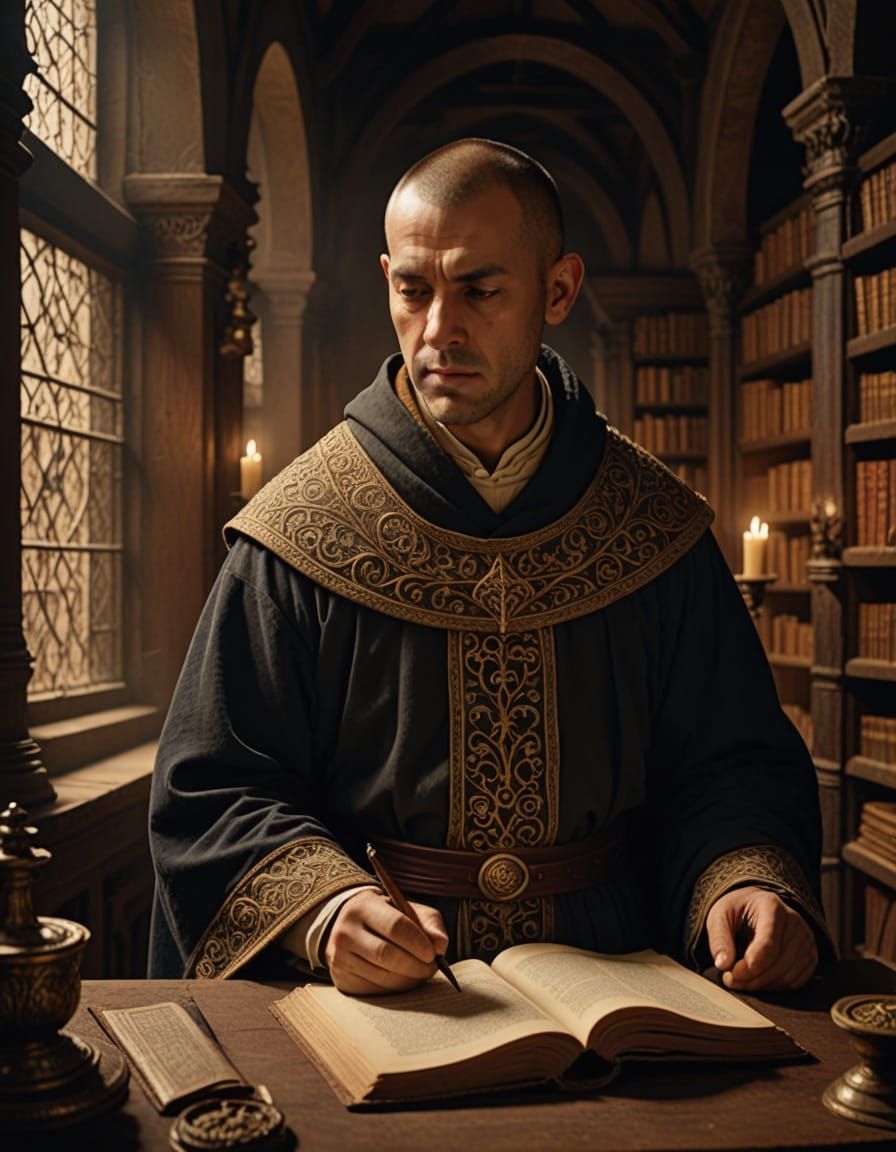 13th Century Monk in Scriptorium, Renaissance Style