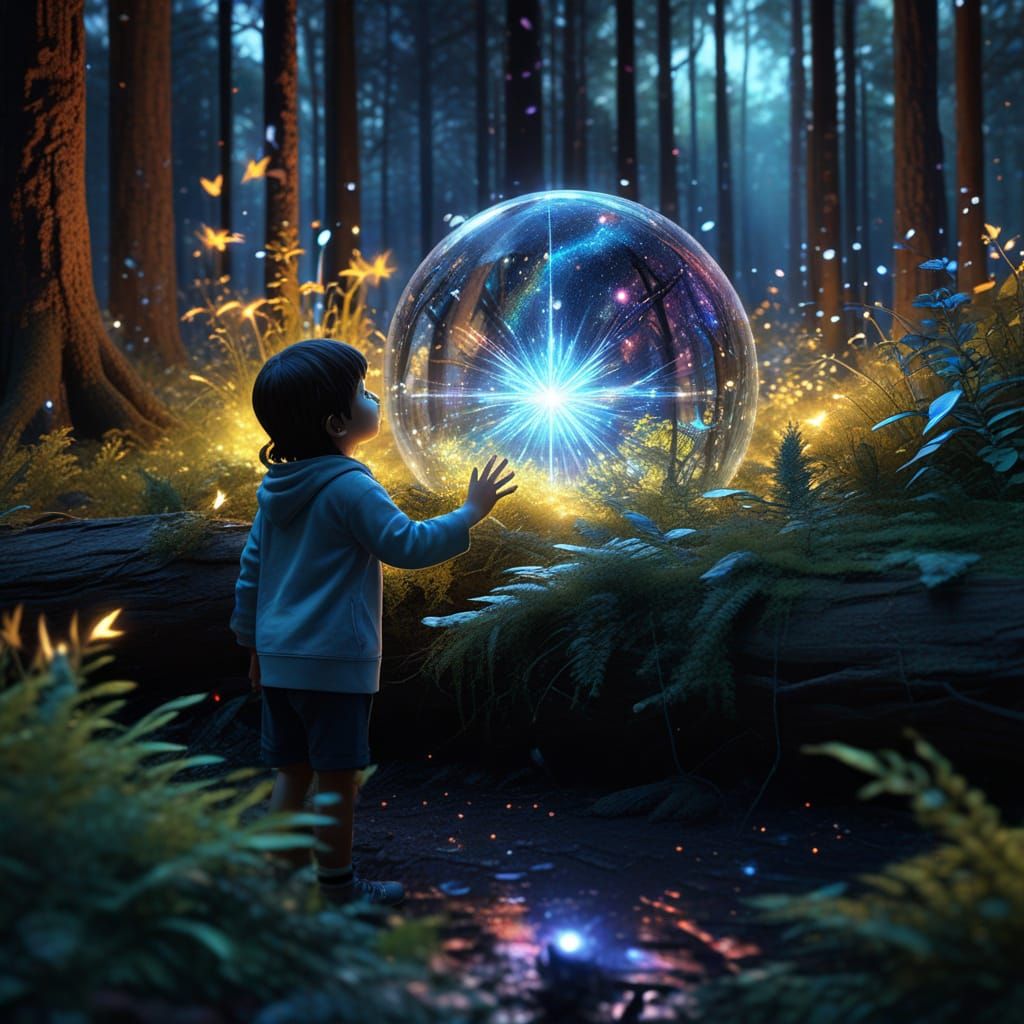 Child Touches Fallen Star: Studio Ghibli Cosmic Dream