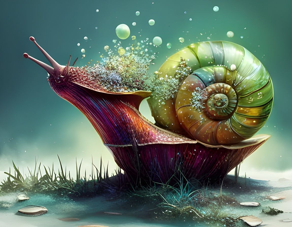 Magic Snail with Sparkling Shell, Digital Art