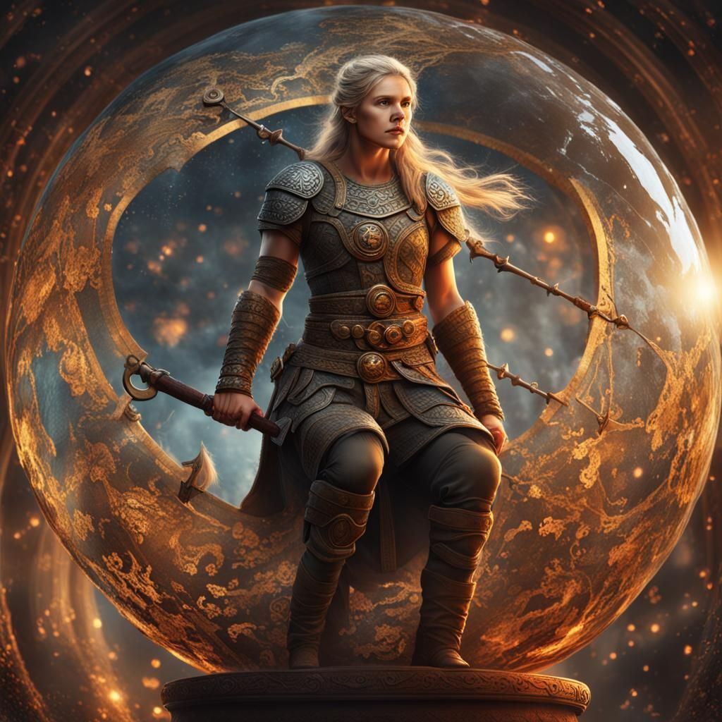 Viking Warrior in Globe: Realistic Digital Art