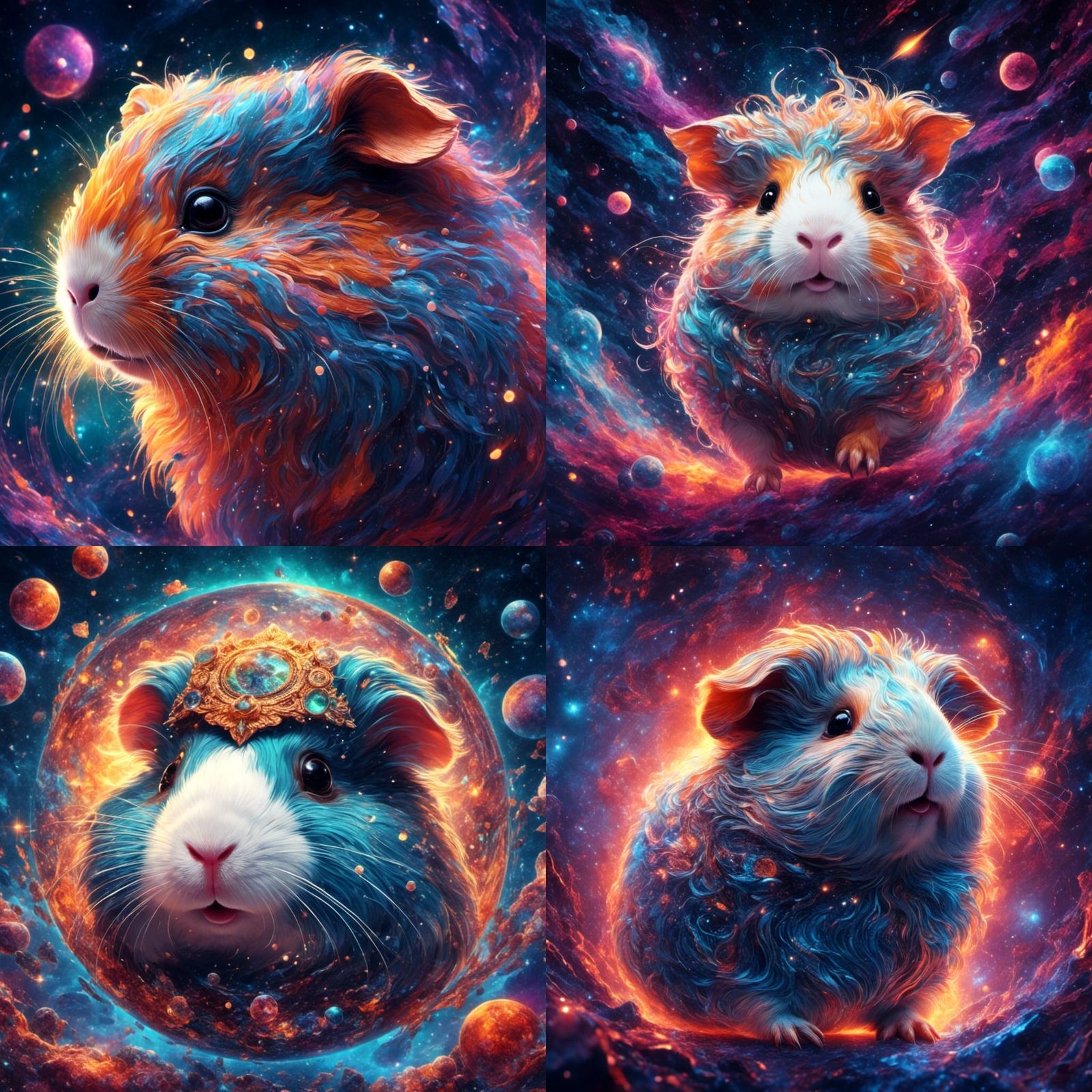 Holographic Guinea Pig in Cosmic Astral Illustration