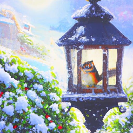 Cute Chipmunk in Lantern: Dreamlike Watercolor Oil