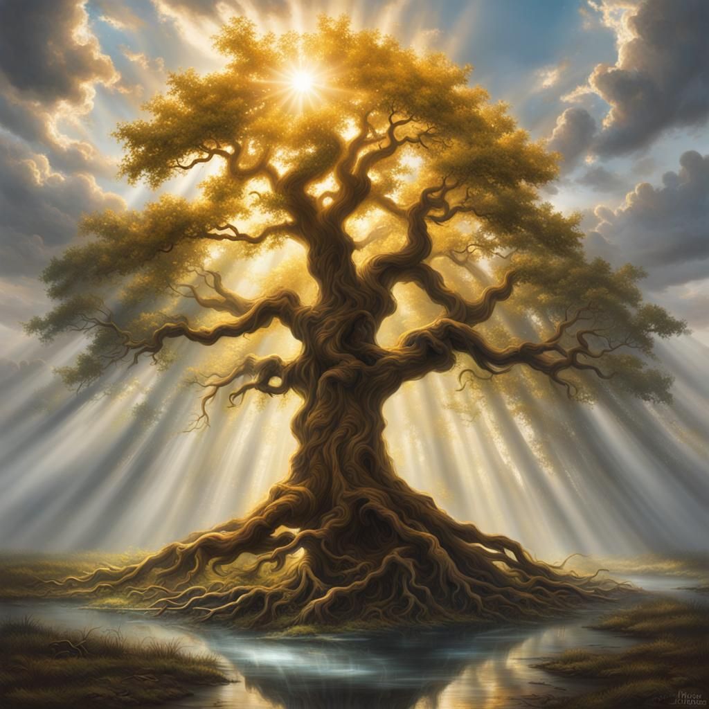 Mother Nature and Tree of Life in Divine Light
