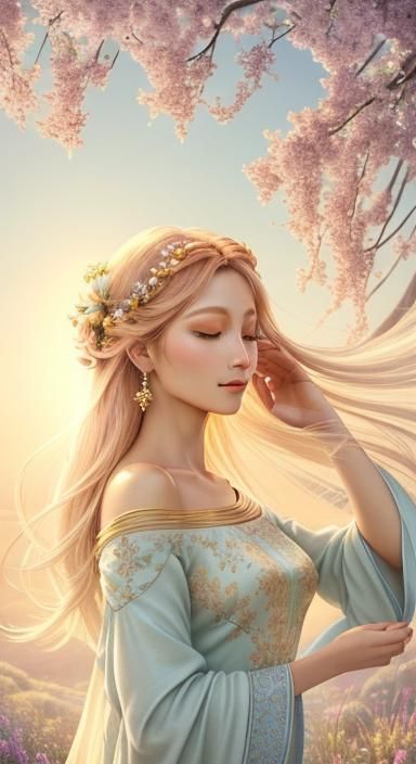 Botanical Geometric Art: Serene Female Form