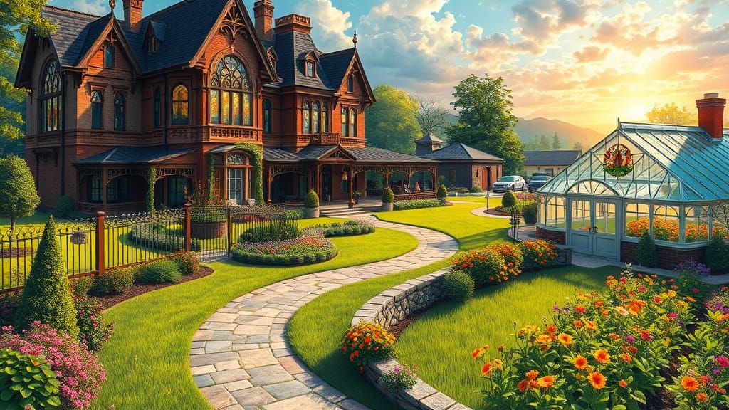 Enchanting Victorian Estate with Lush Gardens and Hydroponic...