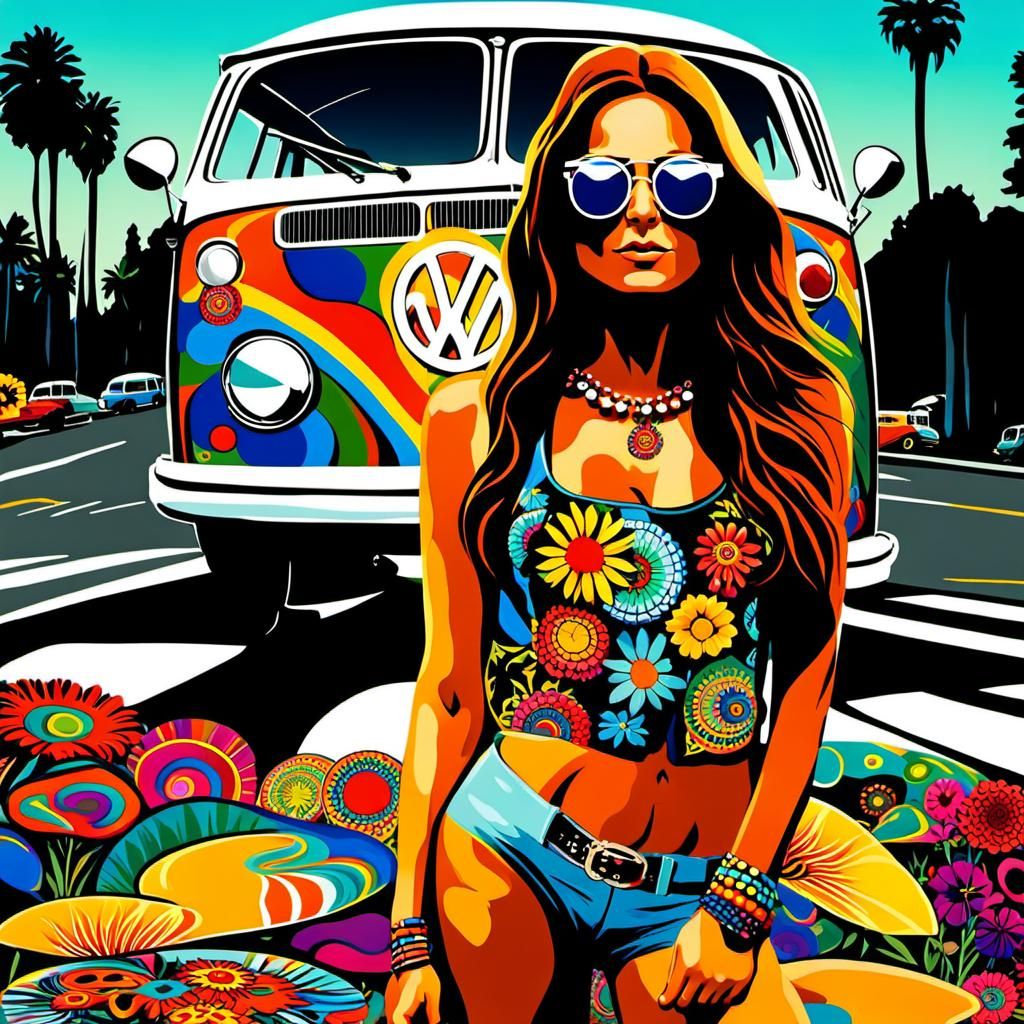 Hippie Woman on Abbey Road: 60s Style Portrait