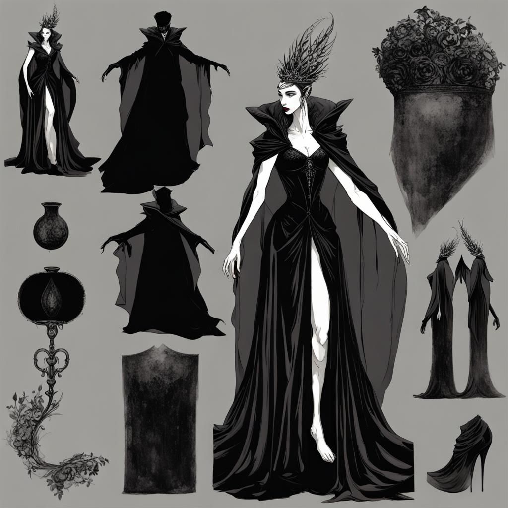 Regal Dark Queen in Shadowy Realm