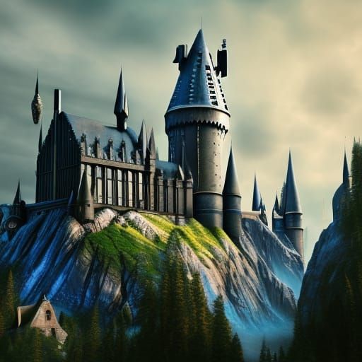 Detailed Matte Painting of Hogwarts in 8k