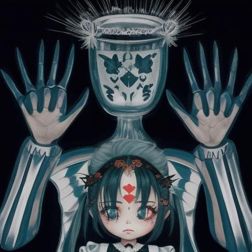 (Chibi sulky  goth fairy with tattered  butterfly winged fairy  )offering her  (chibi cute dragon dude husband ) a Valen...