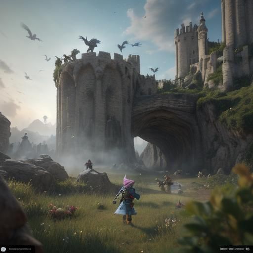 D&D Gnome Artificer in Neolithic Village, 3D Render