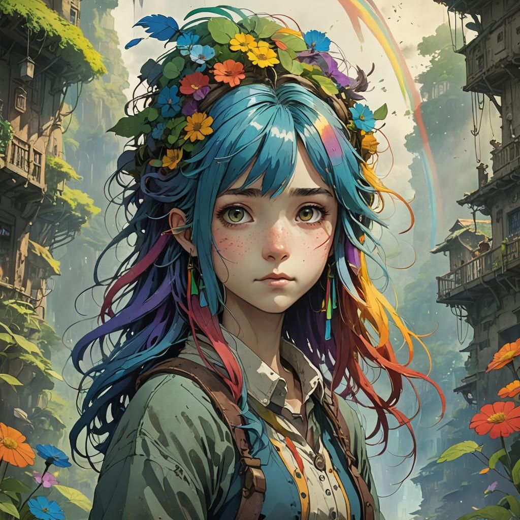 Anime Rainbow Hair Inspired by Studio Ghibli