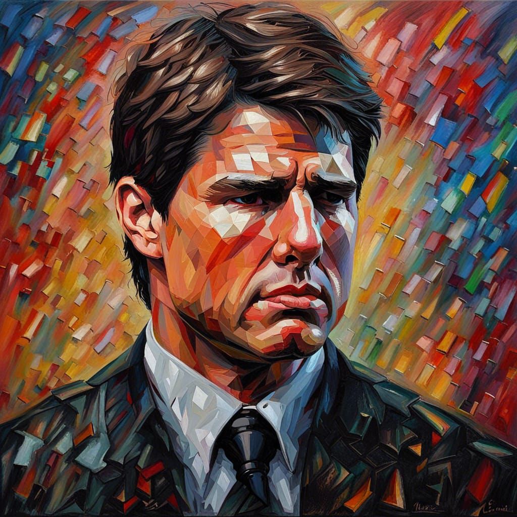 Crying Tom Cruise in Expressionist Oil Painting