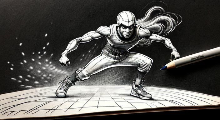 Dynamic Athlete in Expressive Charcoal Drawing