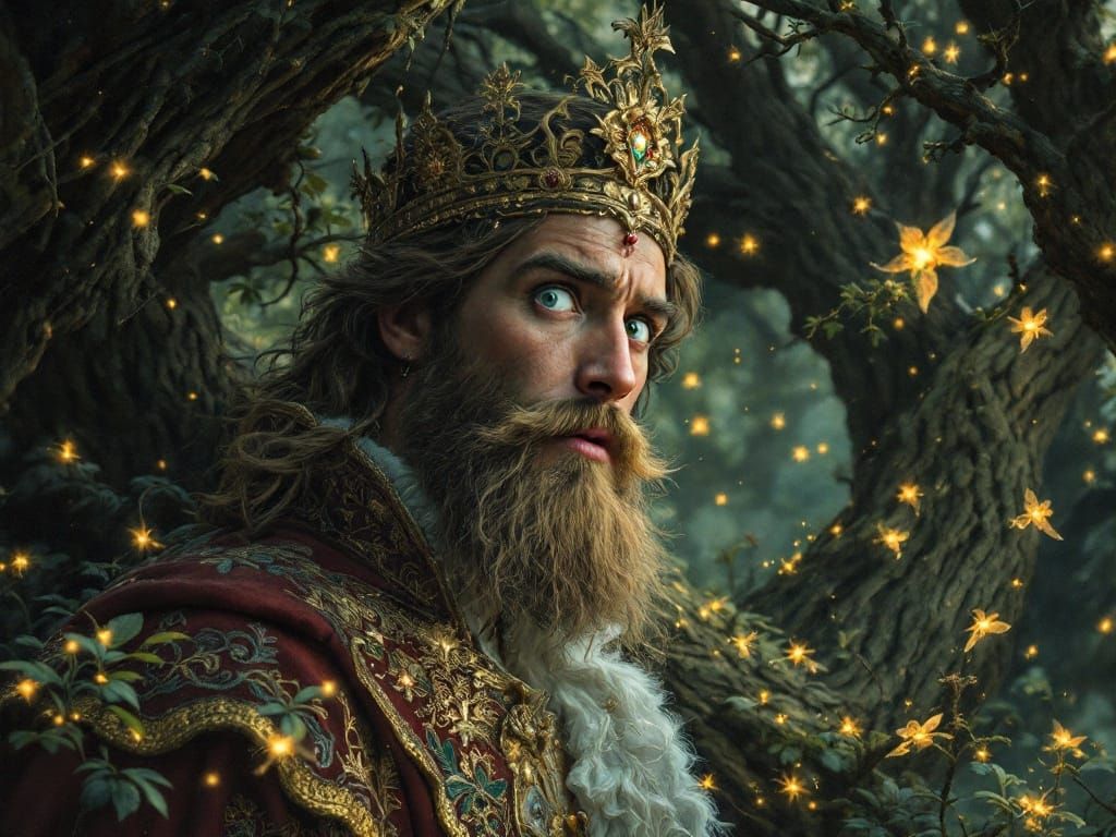 Enchanted Prince Lost in Whimsical Forest