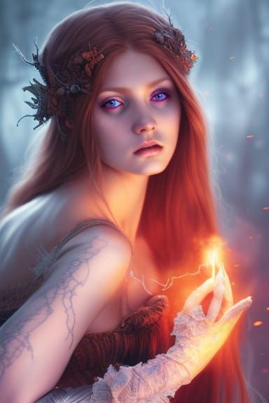 Witch with wavy red hair 12