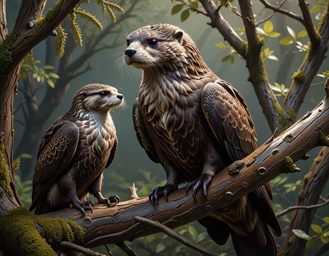 Eagle Otter Hybrid Perched in Photorealistic Splendor