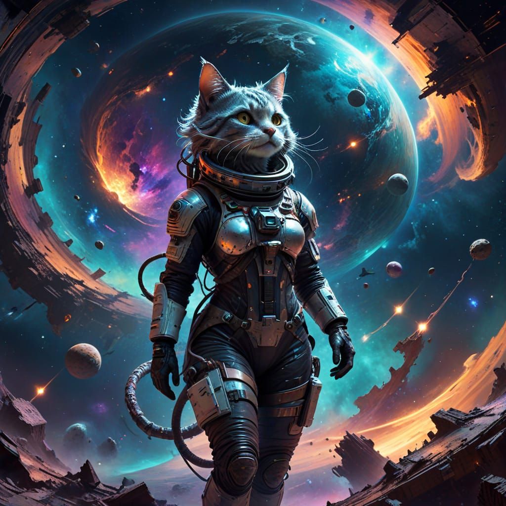 Catgirl Astronaut Adrift in Cosmic Horror Void