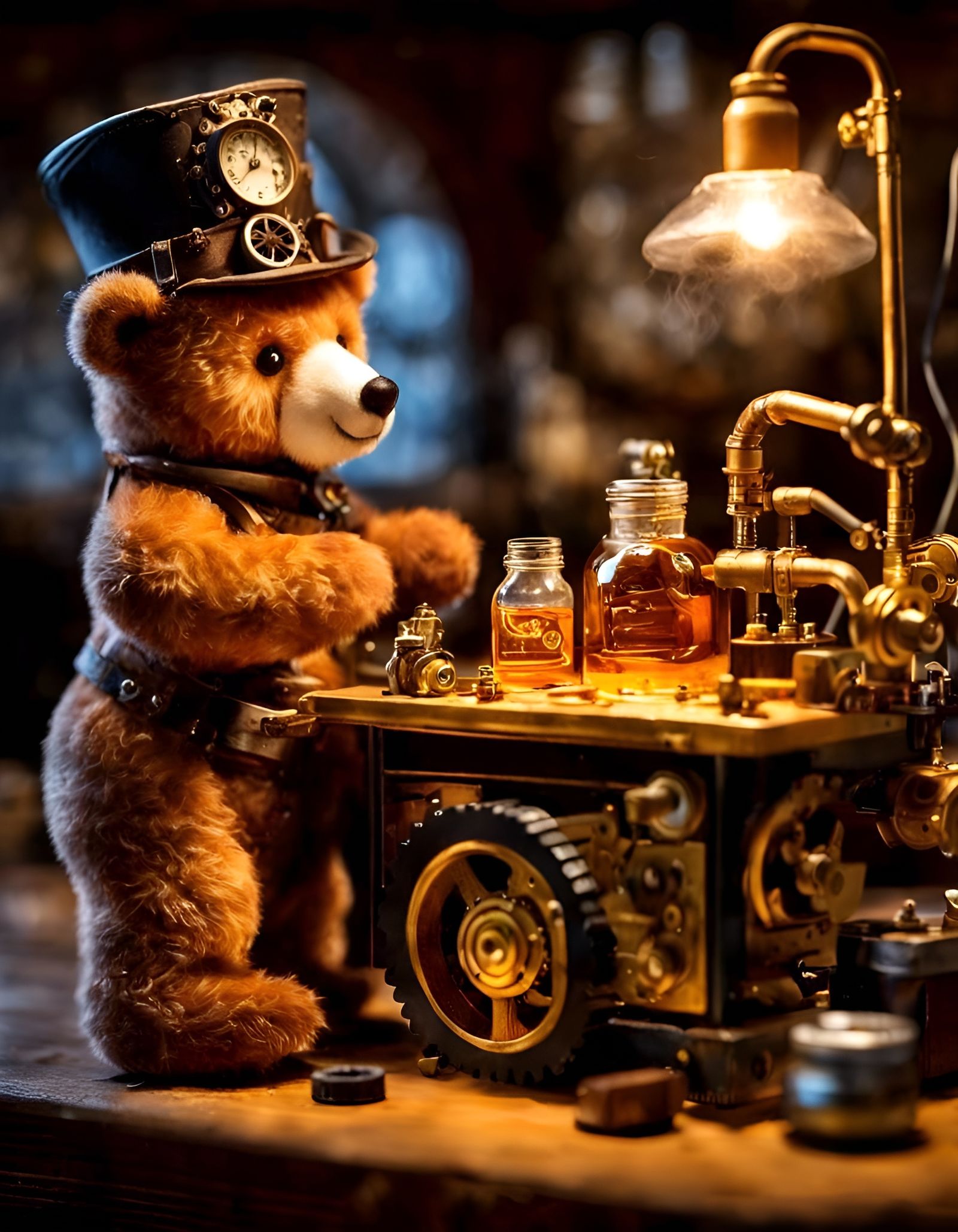 Steampunk Bear Boffin and Honey-Clogged Cogs