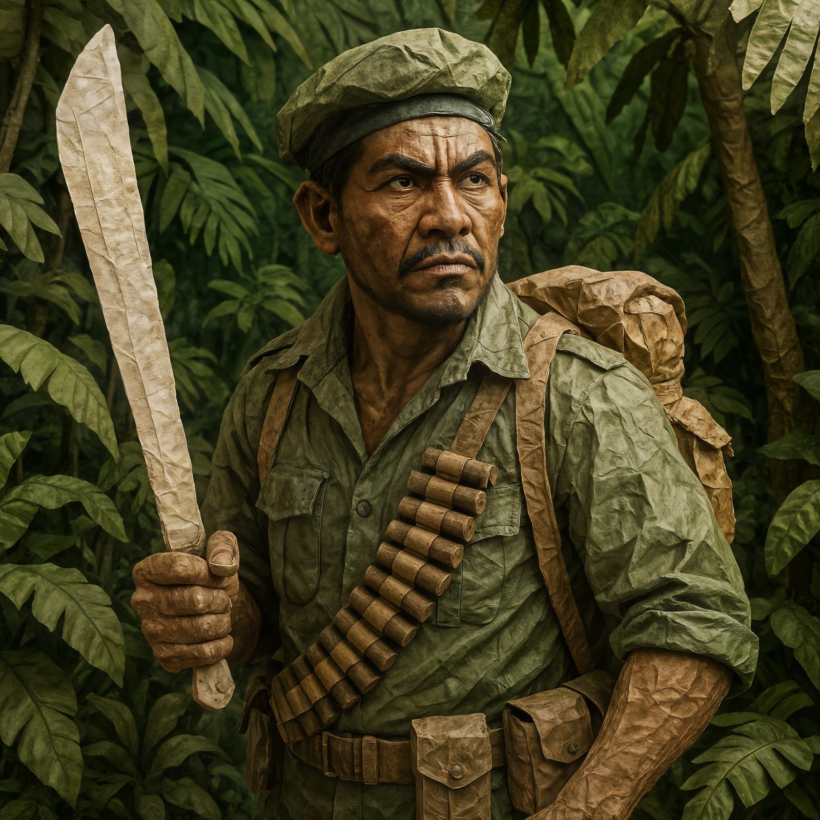 Paper Mache Guerilla Fighter in Jungle