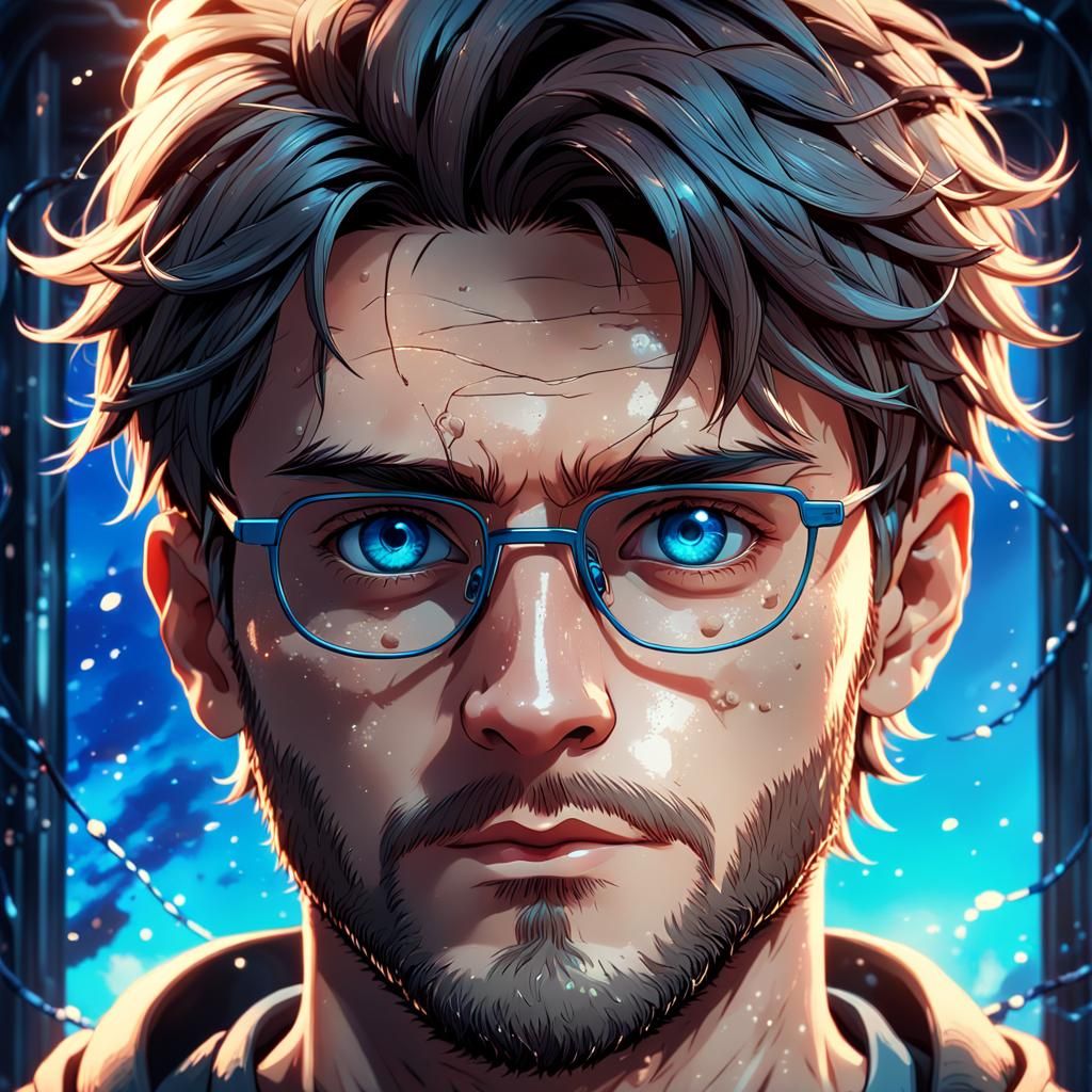 Handsome Anime Man Portrait in Detailed Matte Painting
