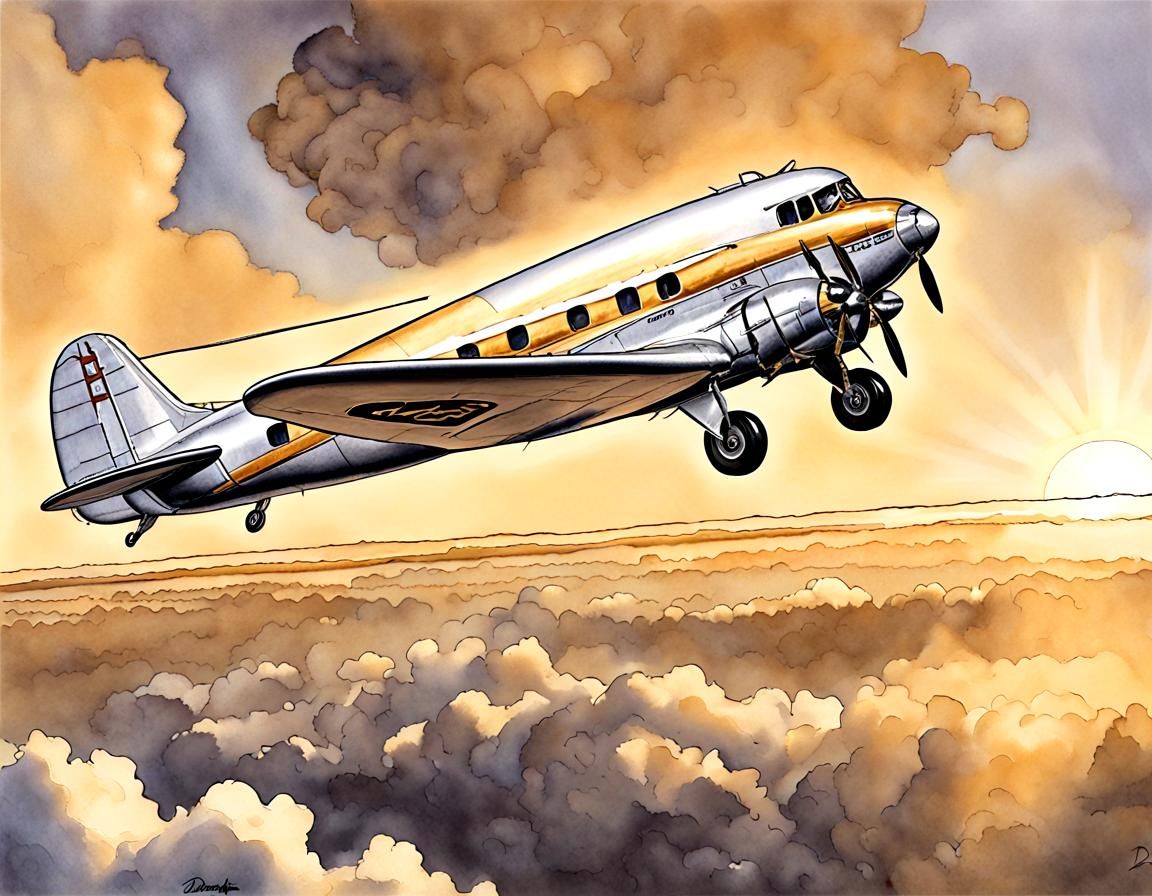 Douglas DC-3 Dakota in Golden Sunlight