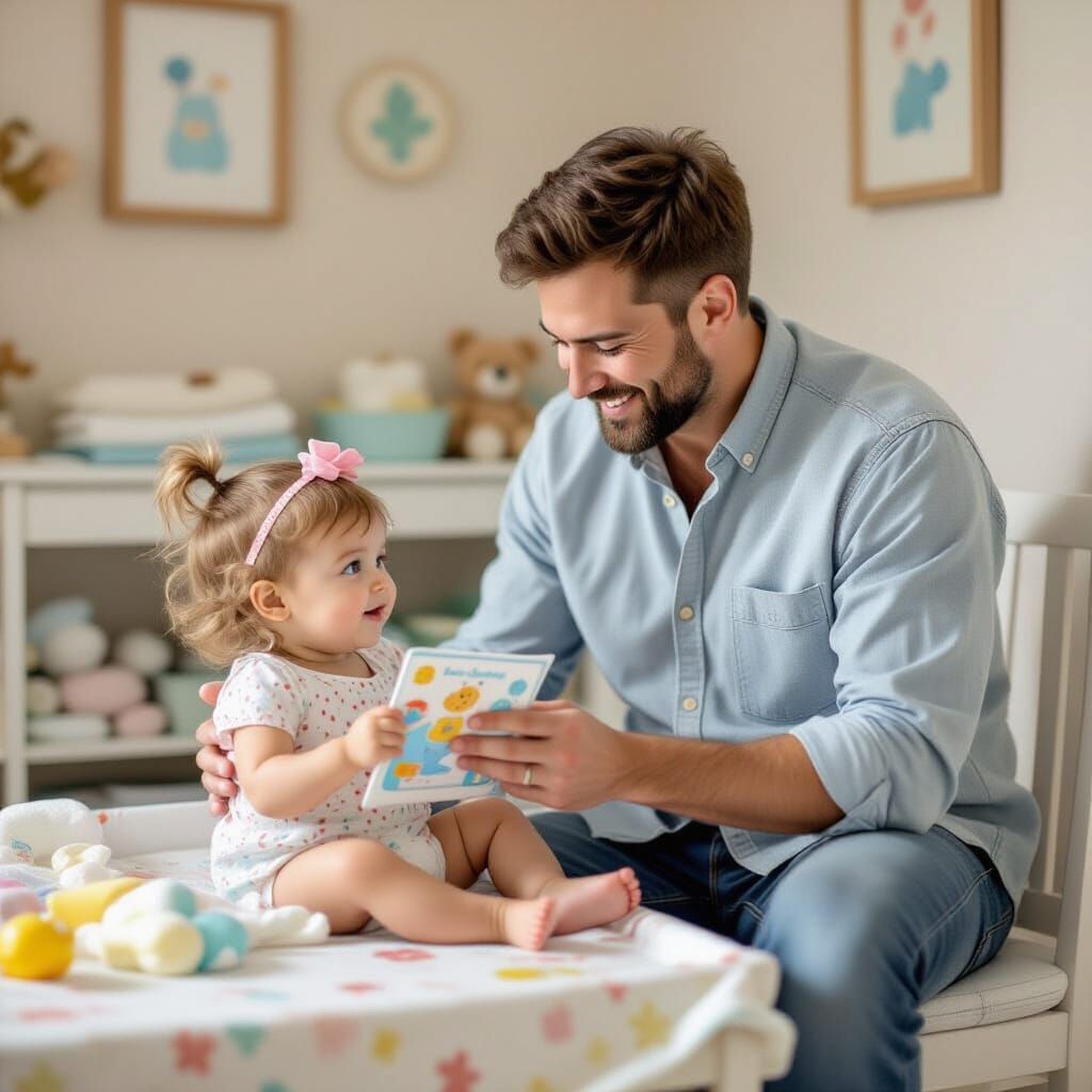 Father's Day: A Whimsical Diaper Change Illustration