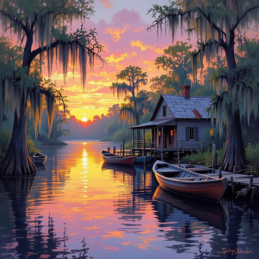 Bayou Sunrise Over Still Waters