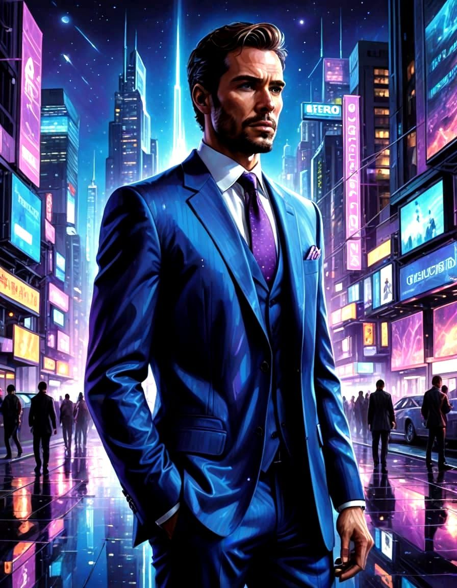 Future Real Estate Visionary in Cosmic Suit