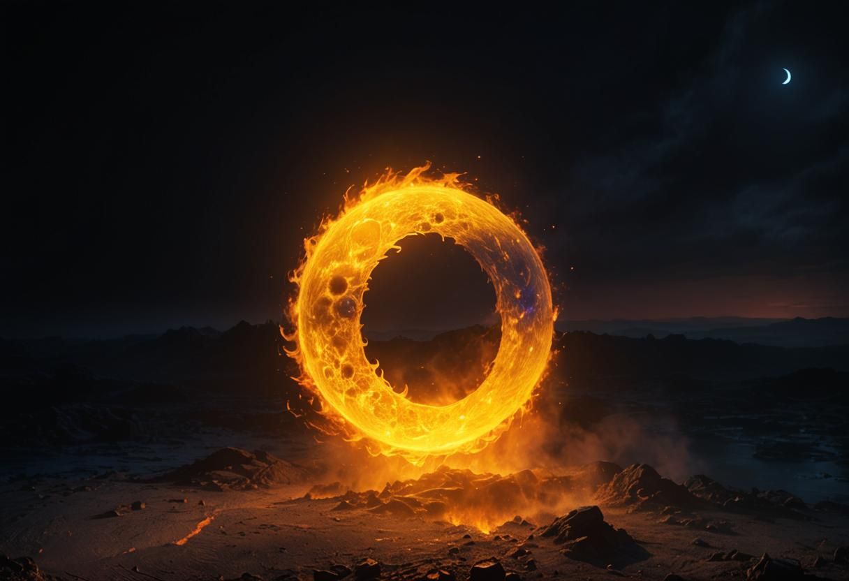 Eerie Blue Moon Fire Portal in Dark Fantasy Style