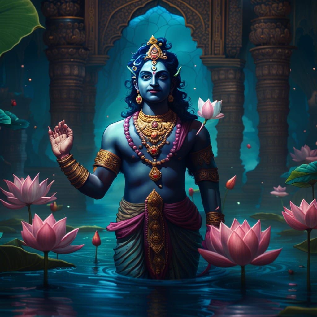 Krishna with Lotuses