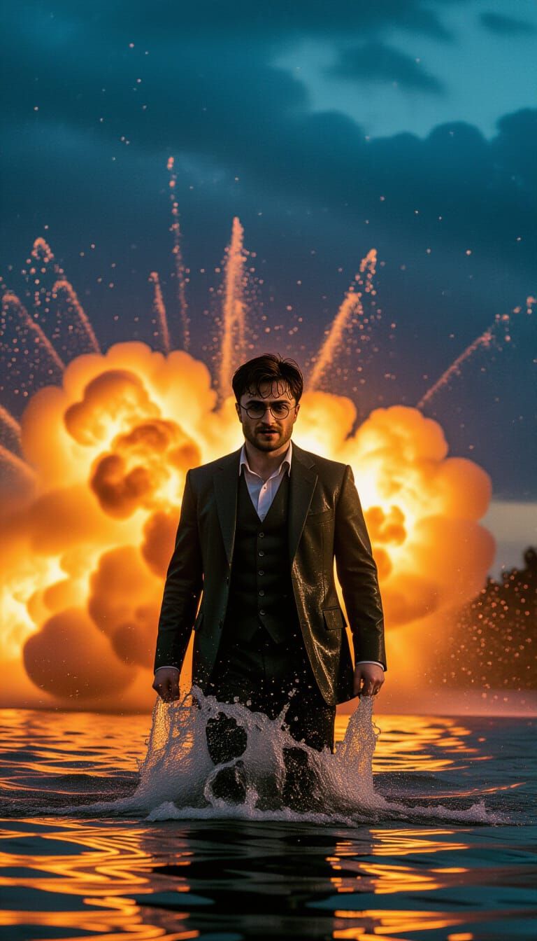 Daniel Radcliffe in Explosive Twilight: Cinematic Film Still
