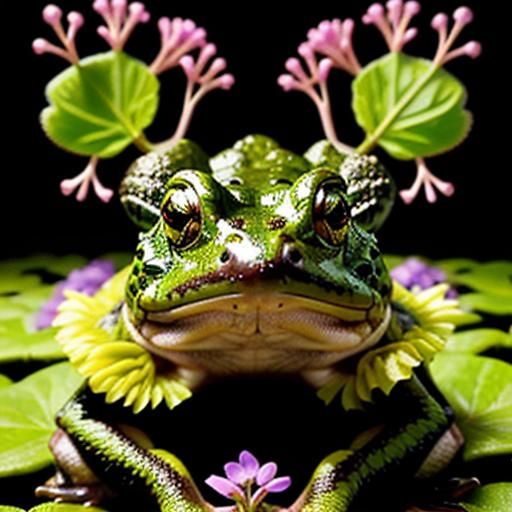 Floral Toad in Forest Scene