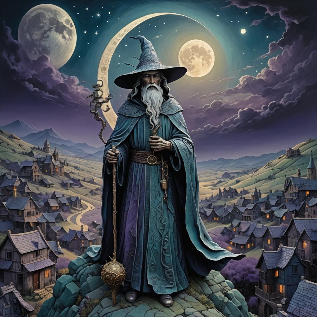 Celestial Wizard in Ominous Hues