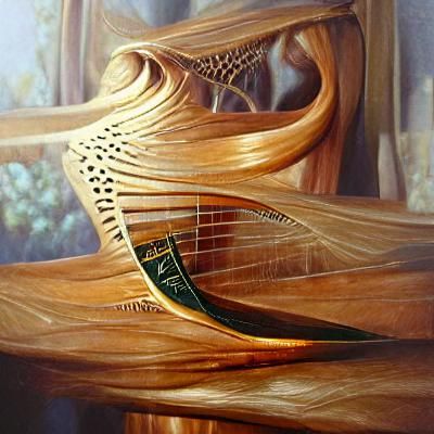 Celtic Harp in Oil Painting Style