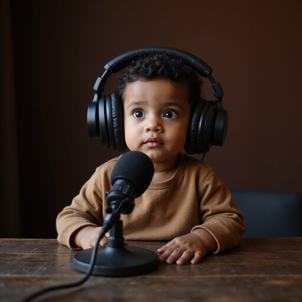 Baby Podcast Host in Studio