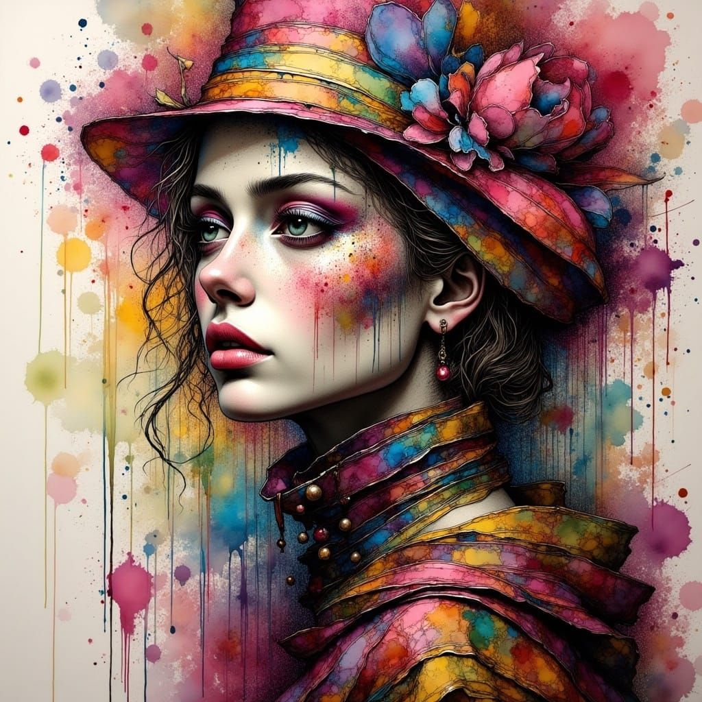 Fragmented Face in Graffiti Art Style