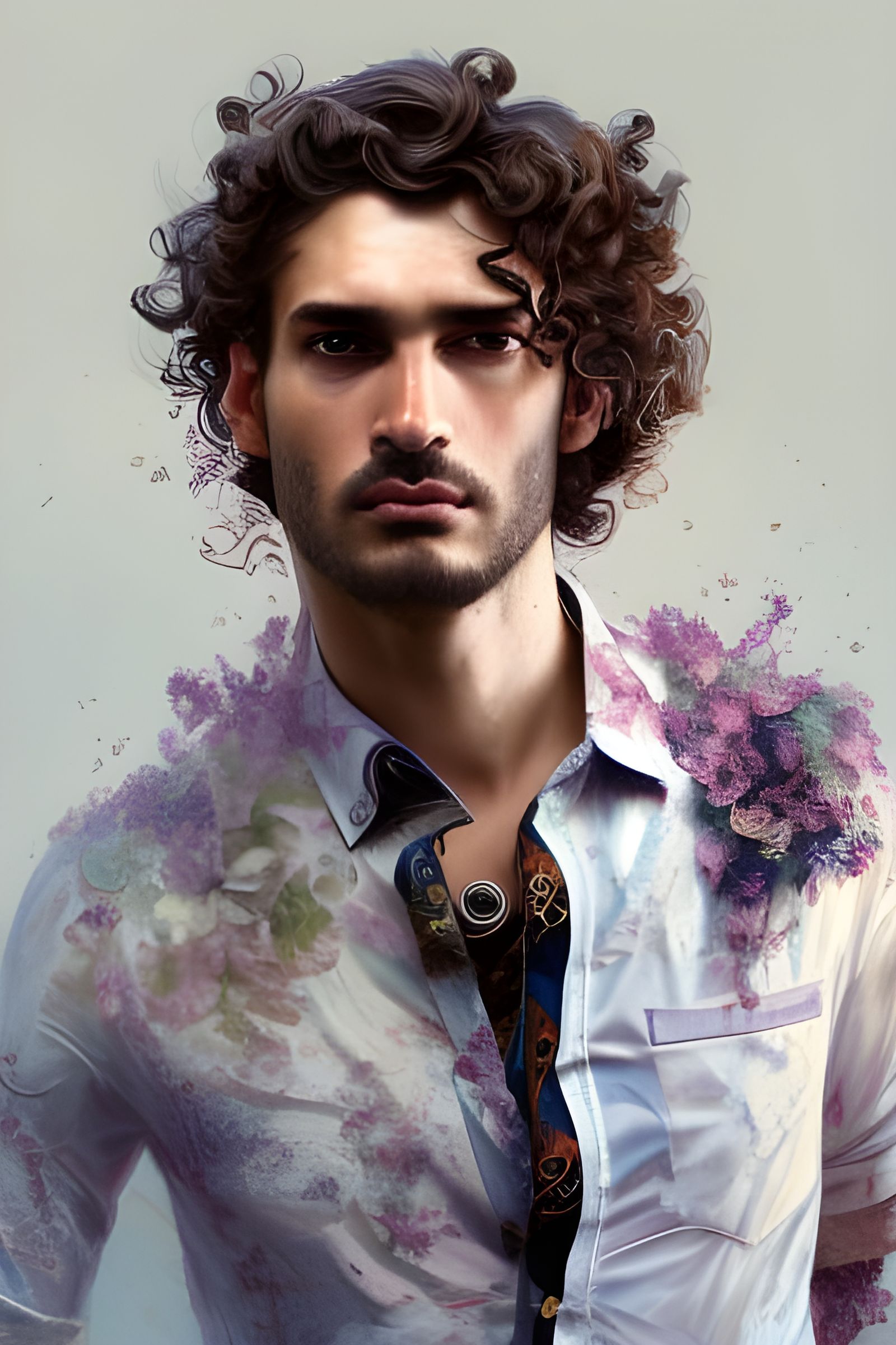 Detailed Portrait of Italian Man in Art Nouveau Style