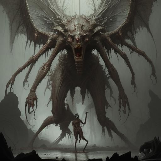 Horrific Multi-Limbed Creature in Gothic Horror Style