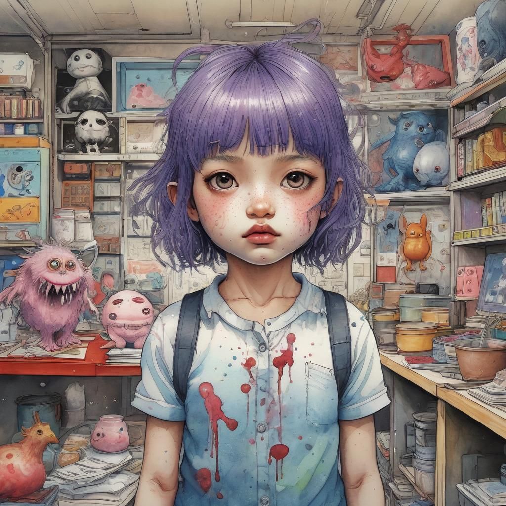 Cute Monster in Colourful Surrealist Illustration