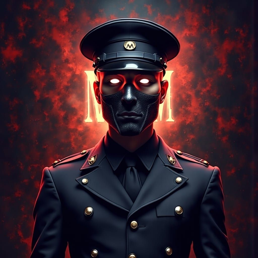 Gothic Military Lieutenant in Dark Surrealist Landscape