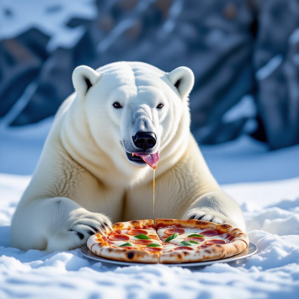 Polar Bear's First Pizza at the North Pole