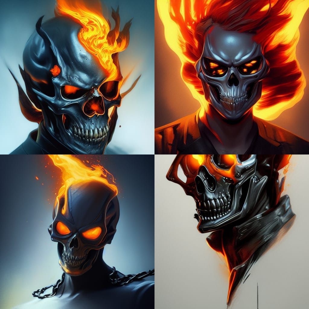 Ghost Rider Portrait in Hyperdetailed Style