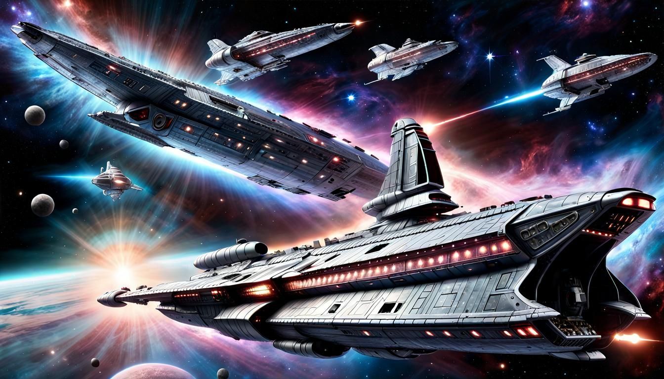 Battlestar Galactica Fantasy Starship in Space