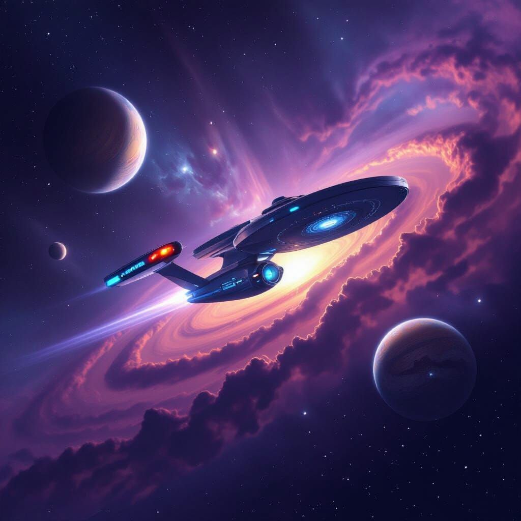 Star Trek Ship Explores Nebula and Solar System