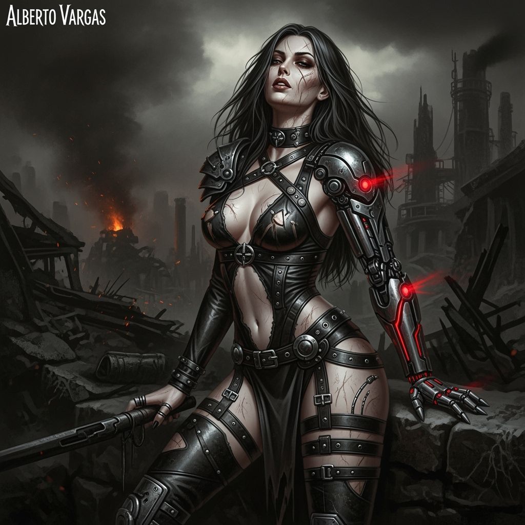 Grimdark Fantasy Illustration in Vargas Style