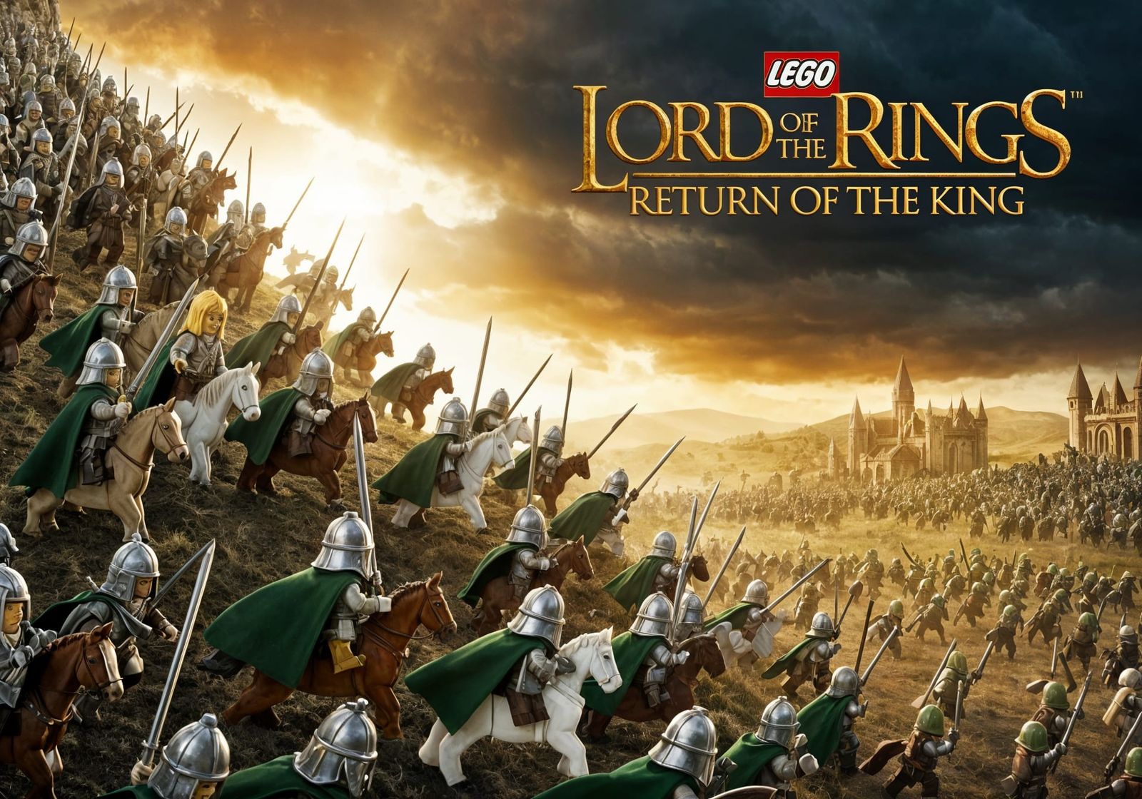 Lego Lord of the Rings Movie Poster with Rohan Charge
