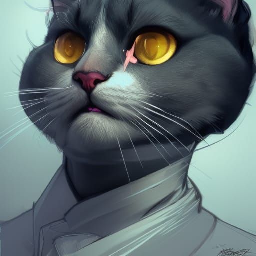 Cat in Tuxedo: Hyperdetailed Portrait in Digital Art Style