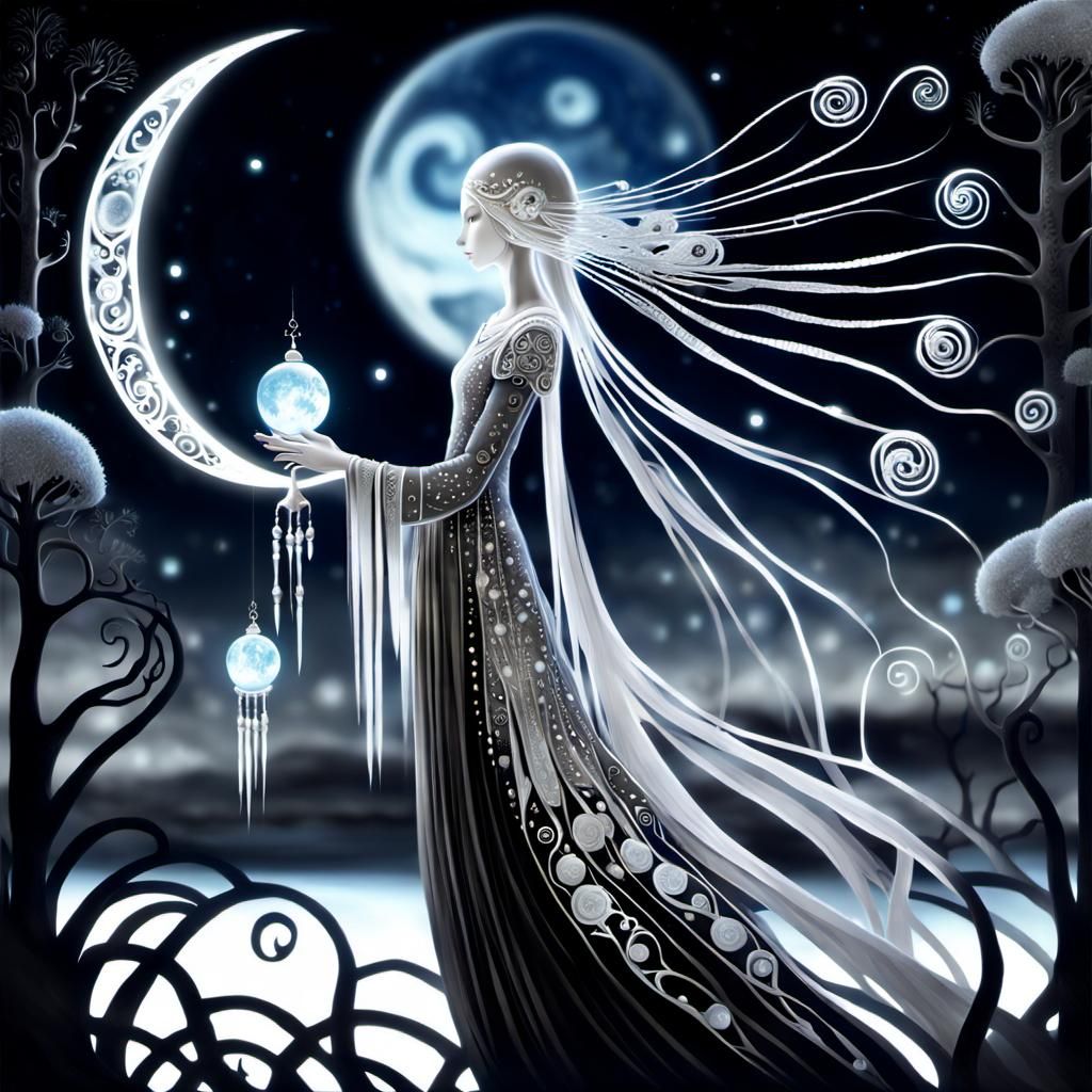 Fabled Creature with Bioluminescence in Grayscale